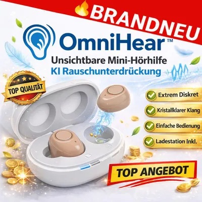 Obrázek produktu pro Sluchadlo OmniHear™ – neviditelná sluchová pomůcka, miniaturní zesilovač zvuku s filtrem šumu a umělou inteligencí
