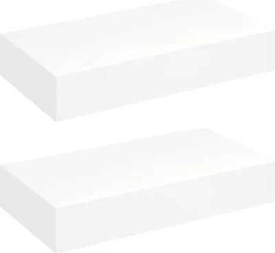 Produktbild von vidaXL Wandregal Hängeregal mit Schubladen 2 Stk. Weiß 48 cm
