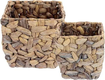 Produktbild von Famanu Blumentopf Set - Dekorative Körbe aus Wasserhyazinthe - Set von 2 - Mauve