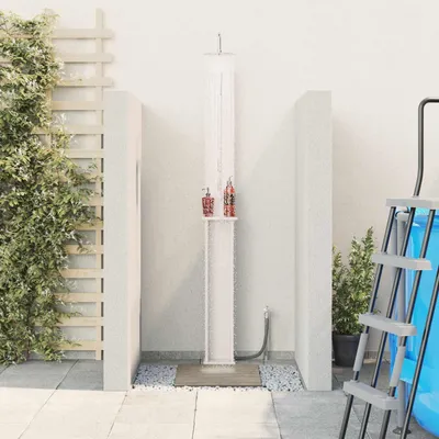 Obrázek produktu pro vidaXL Venkovní sprcha 246 cm z masivního borovicového dřeva a nerezové oceli, bílá