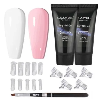 Zdjęcie produktu dla Żel do paznokci poliżel biały różowy zestaw przedłużanie manicure