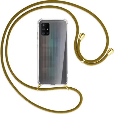 Produktbild von Handykette Backcover-Schutzhülle mit Band (Metall goldfarben) für Samsung Galaxy A71 5G - khaki