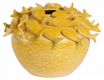 Image de Vase jaune en céramique chaleureux Light & Living Fish