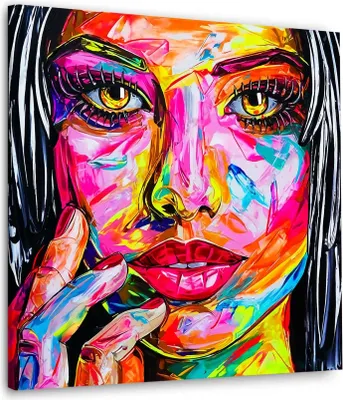 Produktbild von Leinwandbild Wandbild Face Pop Art Style: 80x80x2cm