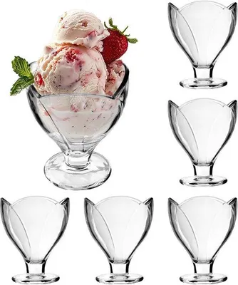 Produktbild von Famanu Dessertgläser Set mit Fuß - 6 Stück, 300 ml, transparent