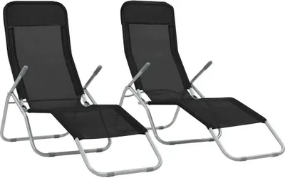 Image de Chaises longues pliables lot de 2 Textilène Noir