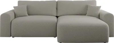 Produktbild von MKS MEBLE Sofa L-Form, Ecksofa mit Schlaffunktion, Wohnlandschaft L-Form mit Kissen, Couch L-Form - Nelson - Grau Boucle