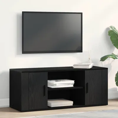 Immagine prodotto di Maison Exclusive - Mobile TV 100 x 35 x 40 cm, colore nero, finitura effetto legno di quercia, realizzato in materiale composito