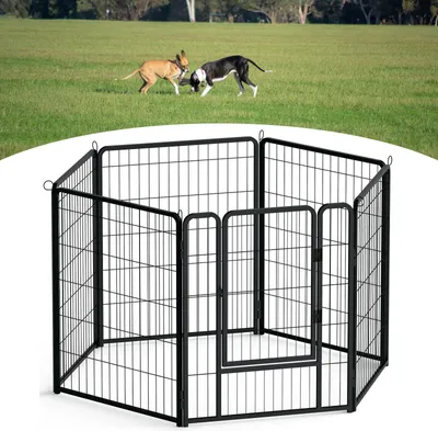 Produktbild von TRMLBE Freilaufgehege 6 Stück Metall Haustierlaufstall mit Tür & Schloss & Erdanker Welpenlaufstall 80cm hoch Laufgitter für Hunde Katze Haustier (65x80cm/Stück)