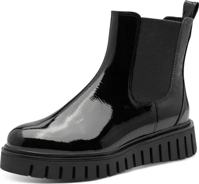 Produktbild von MARCO TOZZI Damen Chelsea Boots zum Schlupfen Plateau, Schwarz (Black Patent), 3