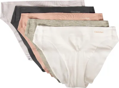 Produktbild von CK CALVIN KLEIN Damen-Slips, 5er-Pack, unsichtbare, nahtlose Unterwäsche, elastische Baumwolle, Artikel QD5205E, L, Cotone 83%,Elasthan 17%