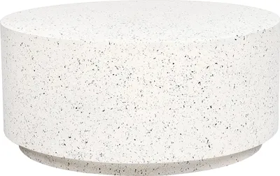 Produktbild von BELIANI Beistelltisch Cremeweiß Leichtbeton und Glasfaser Rund ⌀ 90 cm Terrazzo Optik Modern Outdoor & Indoor Couchtisch Wohnzimmer Ausstattung Möbel