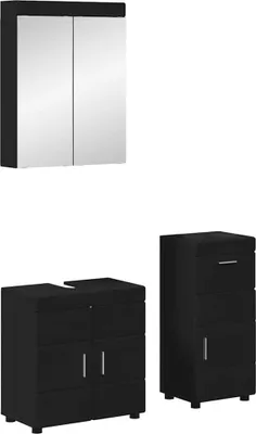 Zdjęcie produktu dla Zestaw mebli łazienkowych TULUM 3 pcs Czarny 60 x 34 x 63 cm