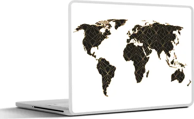 Produktbild von MuchoWow® Laptop Aufkleber Sticker Cover Weltkarte - Schwarz - Gold - Kinder - Jungen - Mädchen 31x22.5 cm - Laptop-Deko