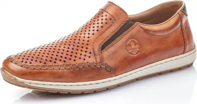 Produktbild von Rieker Herren Slipper Leder Halbschuh Lochmuster Stretch 08868, Größe:41 EU, Farbe:Braun