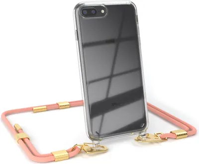 Produktbild von EAZY CASE Handykette für Apple iPhone 8 Plus / 7 Plus, Transparente Silikonhülle mit Band, Clear Case, abnehmbar in  Rosa