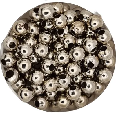 Produktbild von Metall Perlen Großlochperlen 12 mm, ca. 30 Stück, Silberfarben