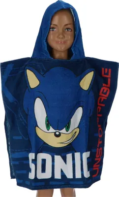 Obrázek produktu pro Sonic pončo Měkké dětské pončo s kapucí, výška 100 cm, šířka 55 cm