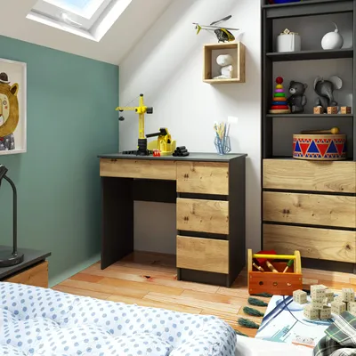 Immagine prodotto di Scrivania da 90 cm con 4 cassetti, scrivania per computer, scrivania da lavoro per ufficio e bambini