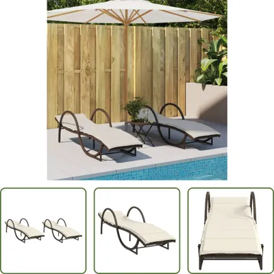 Produktbild von The Living Store Sonnenliegen 2 Stk. mit Auflagen Braun Poly Rattan