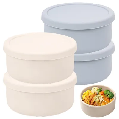 Productafbeelding van Deegbox - Pizzaballenbox met deksel - Set van 4 - Rond - 14,5 x 6,5 cm