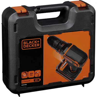 Obrázok produktu pre Black & Decker BDCDC18KB-QW, Pištoľová vŕtačka, Rýchloupínanie, Čierna, Oranžová, 1 cm, 2,5 cm, 1 cm