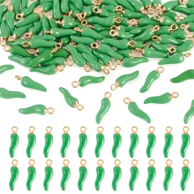 100 Chili-Pfeffer-Anhänger, Emaille, 21 mm, für DIY-Schmuck
