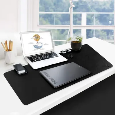Image de Sous-main pour bureau, tapis de souris, 900x400x2 mm, noir, étanche, antidérapant, aspect cuir