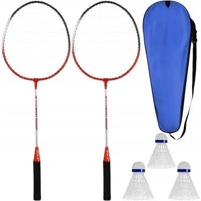 Produktbild von Badminton Set Mit 2 Schlaegern, 3 Federbaellen Und Tragetasche – Freizeit Set Fuer Garten Und Urlaub