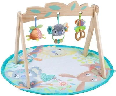 Zdjęcie produktu dla Aktywna gimnastyka z drewnianą łuką Playgro - Fauna Friends, 0m+