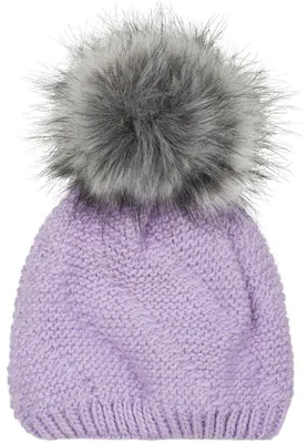 Produktbild von styleBREAKER Uni Strick Bommelmütze Fleece, Flieder