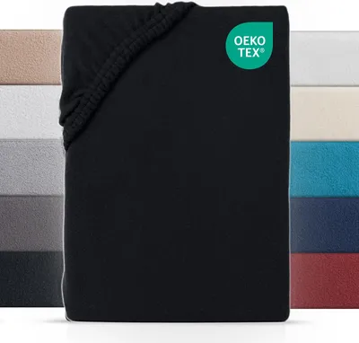 Produktbild von Teddy Plüsch Spannbettlaken Boxspring 180-200x200-220 cm, Warmes Winter Bettlaken Schwarz