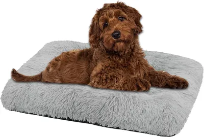 Produktbild von Domarex Flauschiges Hundebett, Katzenbett und Weiches für Hunde und Katzen - 100x70 cm Hundekissen, Bequemes und Pflegeleichtes - grau