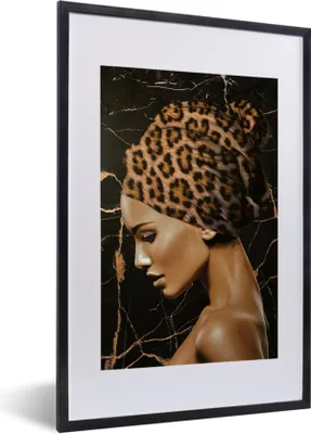 Produktbild von MuchoWow® MuchoWow® Gerahmtes Poster Frau - Tigerdruck - Abstrakt 40x60 cm - Poster mit zchwarzem Bilderrahmen - Poster in Rahmen
