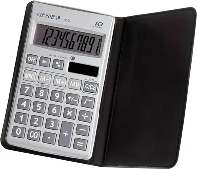 Produktbild von Genie 330 - Tasche - Display-Rechner - 10 Ziffern - Batterie/Solar - Schwarz - Silber