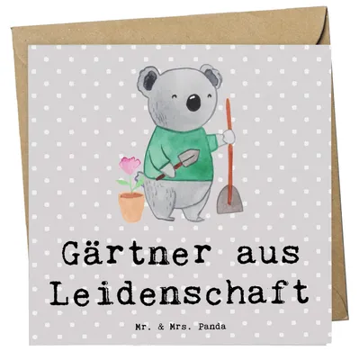 Produktbild von Mr. & Mrs. Panda Glückwunschkarte Gärtner Leidenschaft - Grau Pastell - Geschenk, anlasskarte, doppelkarte, Gärtnerei, Grußkarte, Klappkarte, faltkarte, Spruch, Lustig