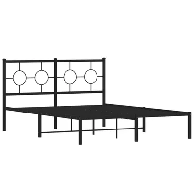 Produktbild von Bettgestell mit Kopfteil Metall Schwarz 140x190 cm