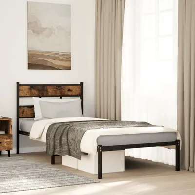 Produktbild von "2026 Promotion" Metallbett ohne Matratze - Räuchereiche - 80x200 cm - Polsterbett CC24913