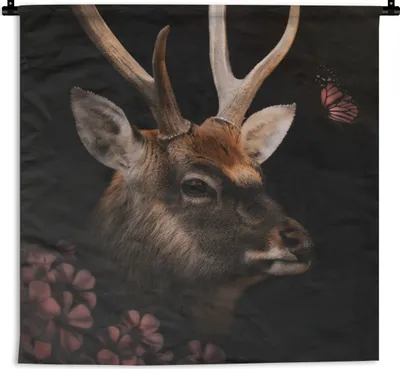 Produktbild von MuchoWow® Wandteppich Wandbehang Tiere - Hirsche - Dschungel 150x150 cm Tapisserie Dekoration Wandtuch - Wohnaccessoires - Modernes