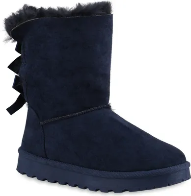 Produktbild von VAN HILL Damen Warm Gefütterte Winter Boots Stiefeletten Kunstfell Schuhe 839832, Farbe: Dunkelblau, Größe: 38