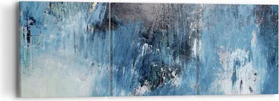 Produktbild von Bild auf Leinwand - Leinwandbild - 3 Teile - Abstraktion Blau Schwarz - 90x30cm - Wand Bild - Wanddeko - Wandbilder - Leinwanddruck - Bilder - Wanddekoration - Leinwand bilder - CA90x30-4155