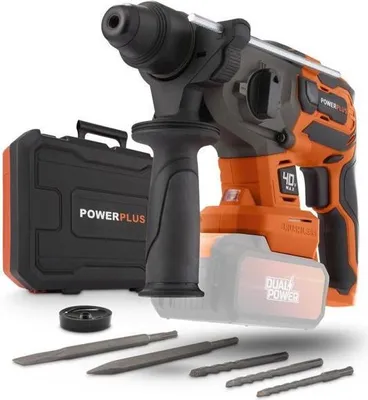 Immagine prodotto di Trapano a percussione a batteria SDS-Plus, 40 V, 5 J, BRUSHLESS, incl. 5 accessori, DUAL POWER