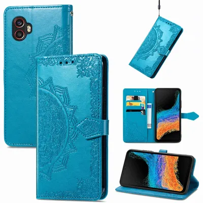 Productafbeelding van König Design hoesje, compatibel met Samsung Galaxy Xcover 6 Pro, kunstleren telefoonhoesje - telefoonhoesje, blauw