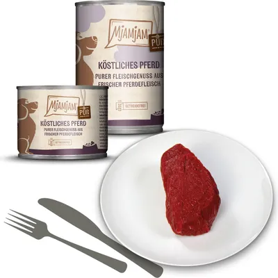 Produktbild von MjAMjAM 6x400g Pferd pur Nassfutter für Hunde Hauptfutter natur