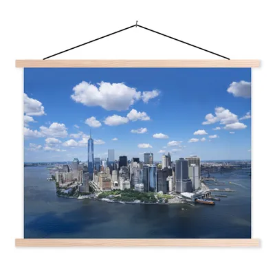 Produktbild von MuchoWow® Textilposter New York - Manhattan - Skyline 150x113 cm mit holzfarbenen Rahmen - Poster