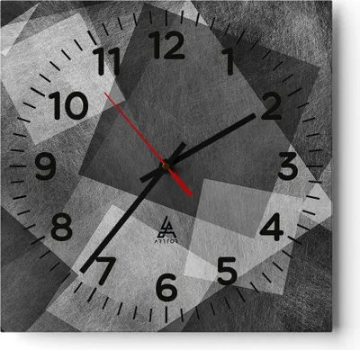 Produktbild von Wanduhr - Quadrat - Glasuhr - Abstraktion modern - 40x40cm - Schleichendes Uhrwerk - Lautlos - zum Aufhängen bereit - Dekoration Modern - Wanddekoration aus Glas - C4AC40x40-3996