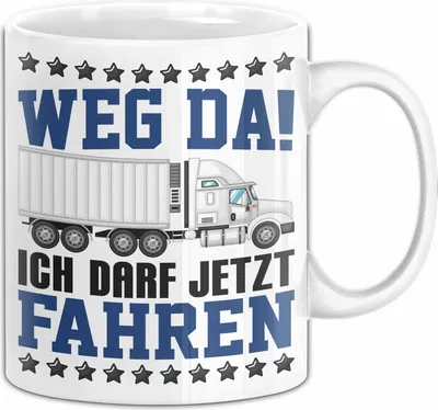 Produktbild von Lkw Führerschein Bestanden Geschenk Tasse Bestandener Führerschein Fernfahrer Lastkraftwagen Fahrschule Kaffee-Becher (Weiß)