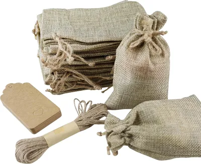 Produktbild von 30 Stück Geschenktüten mit Kordelzug, Jutebeutel Schmuckbeutel Kleine mit Kordelzug für DIY Handwerk Hochzeit Party Weihnachten (10x15cm)
