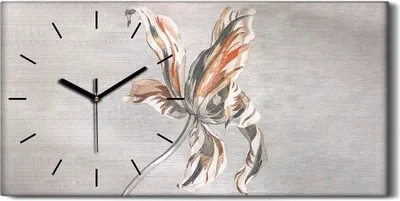Produktbild von Wanduhr Bürouhr Leinwand Bild Geräuschlos 60x30 Gemälde Blumen Pflanzen Kunst - schwarze Hände
