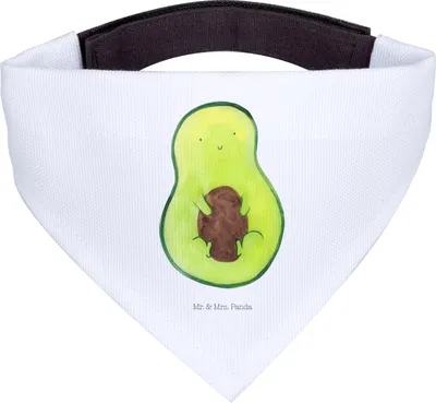 Produktbild von Mr. & Mrs. Panda Hundehalstuch Avocado Kern - Weiß - Geschenk, Dreieckstuch, Pflanze, Hunde Halstuch, Lächeln, für Hund, Spruch Leben, Avocadokern, Bandana